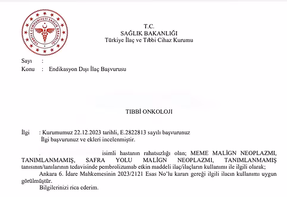 endikasyon disi ilac basvurusu reddi ornegi