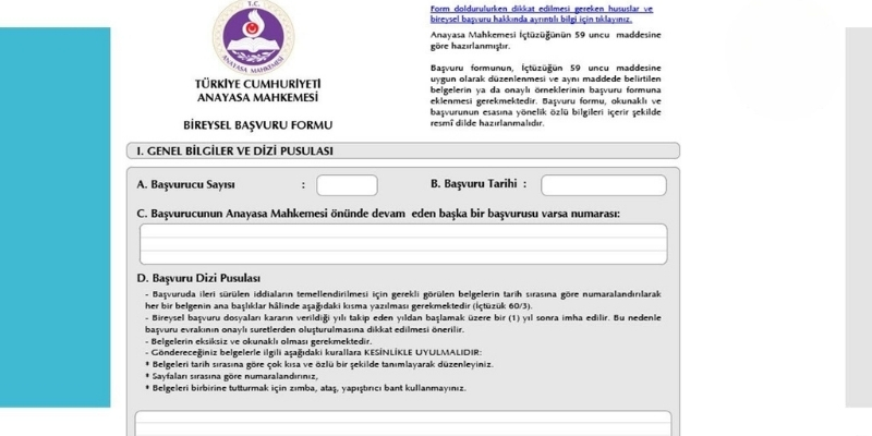 Anayasa Mahkemesine Bireysel Başvuru 4 anayasa mahkemesine bireysel basvuru nasil doldurulur