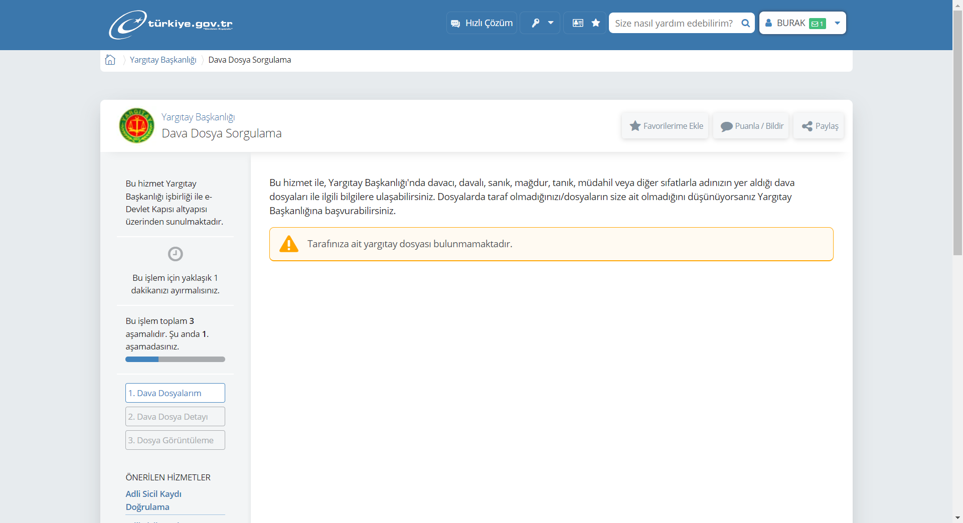 Yargıtay Dosya Sorgulama 5 e devlet ile yargitay dosya sorgulama